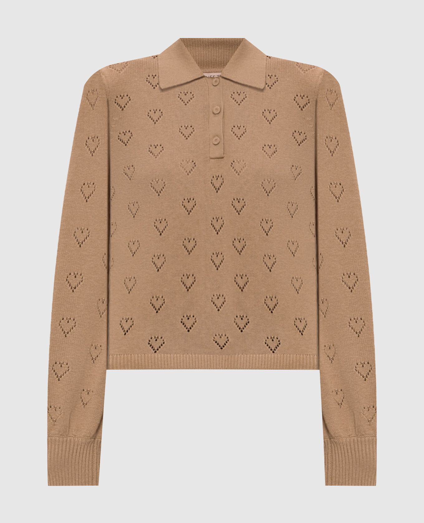 Brown cashmere polo shirt
