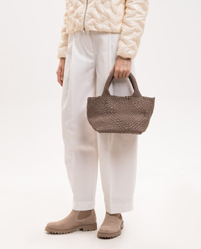 Alma Tonutti Brown leather tote bag with weaving 5329