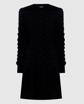 Alexander McQueen Black wool and cashmere dress with textured pattern 848815Q1BE1