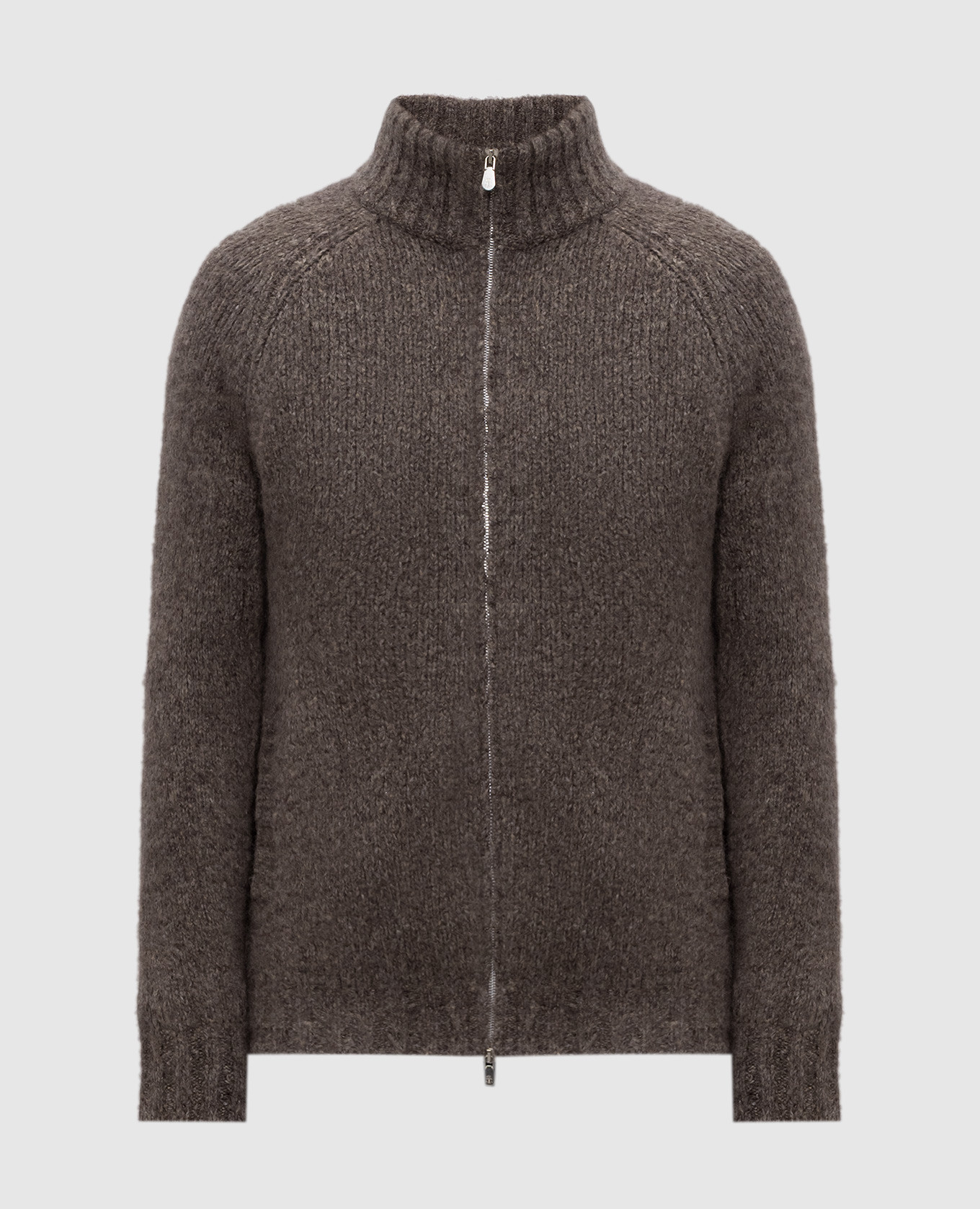 Brown cashmere and silk cardigan