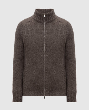 Brunello Cucinelli Brown cashmere and silk cardigan MET302116
