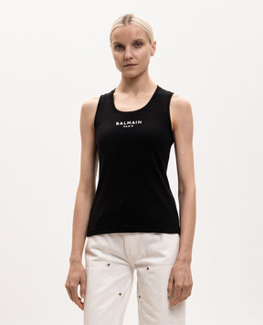 Balmain Black T-shirt with contrasting logo embroidery HF1EB075BD10