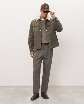 Brunello Cucinelli Khaki sheepskin coat MPMCU2058