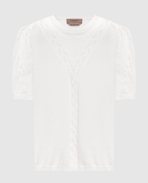 Twinset Ivory wool top with openwork pattern 262TP3210