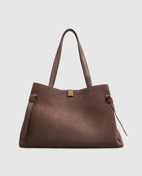 YUZEFI Brown suede Gyoza tote bag GYOZATOTESUEDE