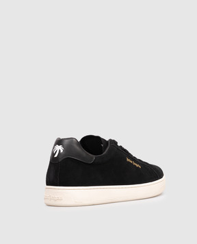 Palm Angels Black suede sneakers with logo print PMIA110S26LEA001