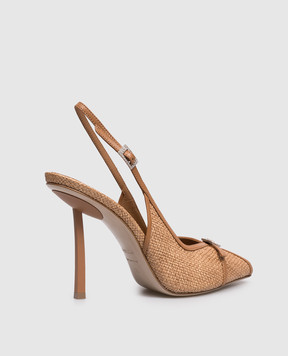 Le Silla Vittoria brown raffia slingbacks 3464D090BXPPNEM