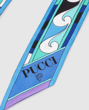 PUCCI Blue printed silk twill ribbon 6HGB236HC06