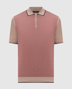 Stefano Ricci Brown polo shirt with silk in a contrasting pattern K212035P31F26191