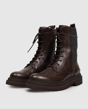 Brunello Cucinelli Brown combination shoes with monil chain MZOLG3308P