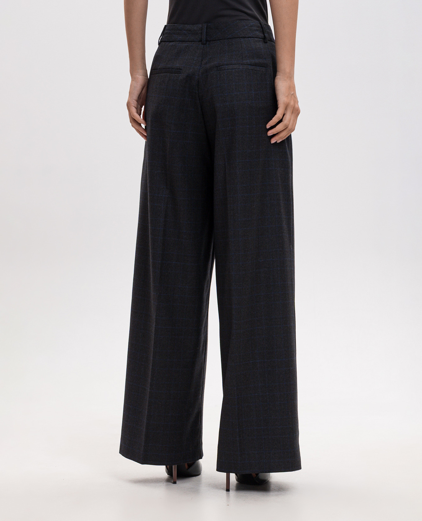 Gray wool checked pants Peserico 4