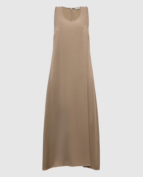 Peserico Beige midi dress with monil chain A0204701943