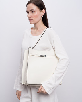 Gianni Notaro Ivory leather bag DOLLARO with logo print 255DOLLARONIKEL
