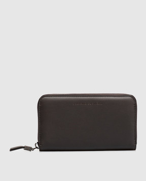 Brunello Cucinelli Brown leather wallet with logo print MWCRM2724