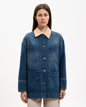 Dondup Blue denim jacket with contrast collar DJ759DF0283DMN1W