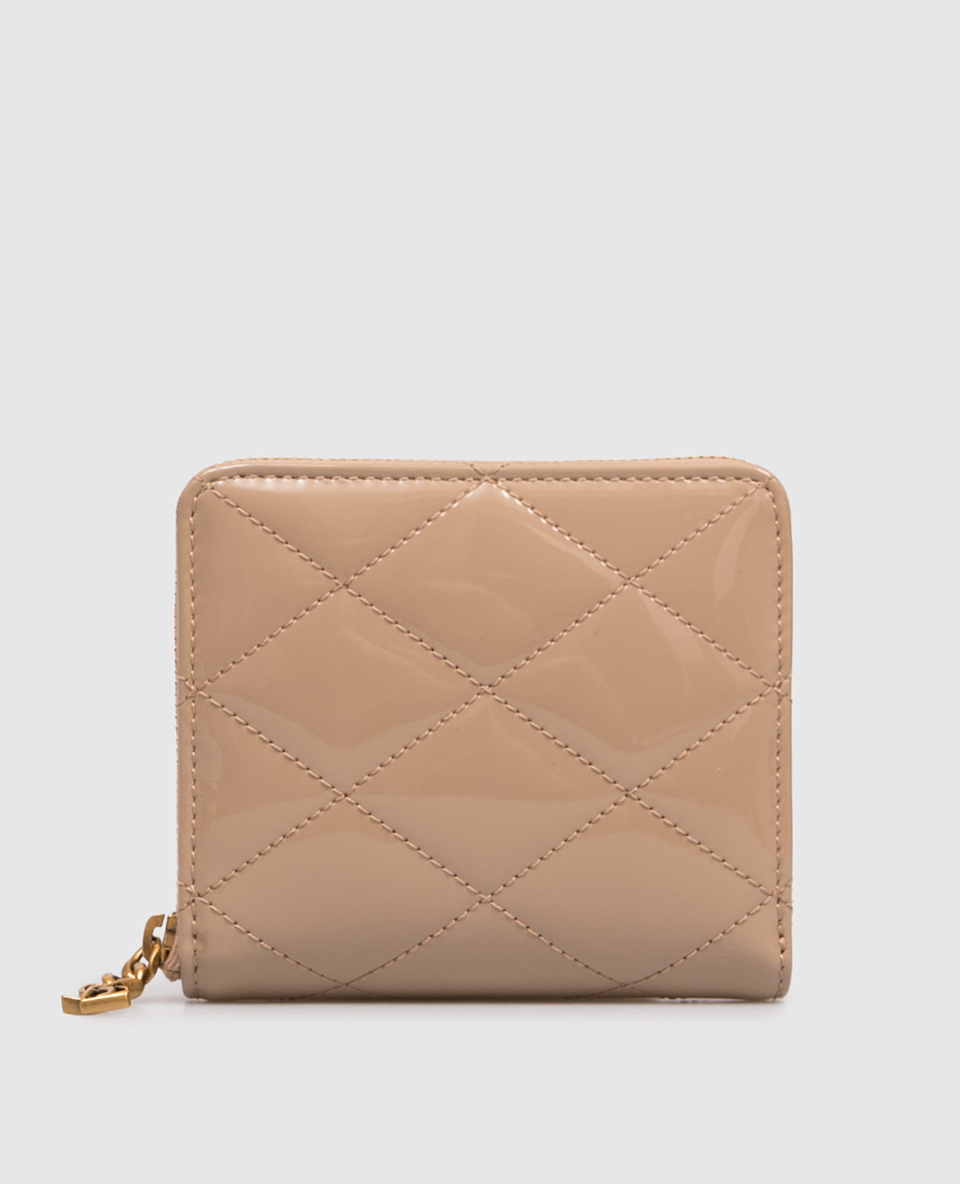 Beige patent leather wallet