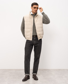 Brunello Cucinelli Beige suede down vest MPCFN1924P