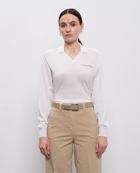 Peserico Beige leather belt with logo A32599C0CC768