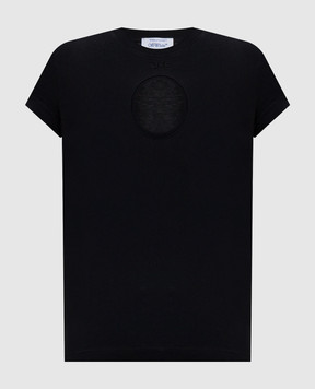 Off-White Black T-shirt with a figure-hugging neckline 2FA00444T