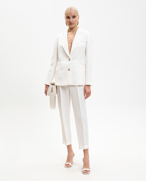 Peserico White linen jacket with monil chain A0120206668