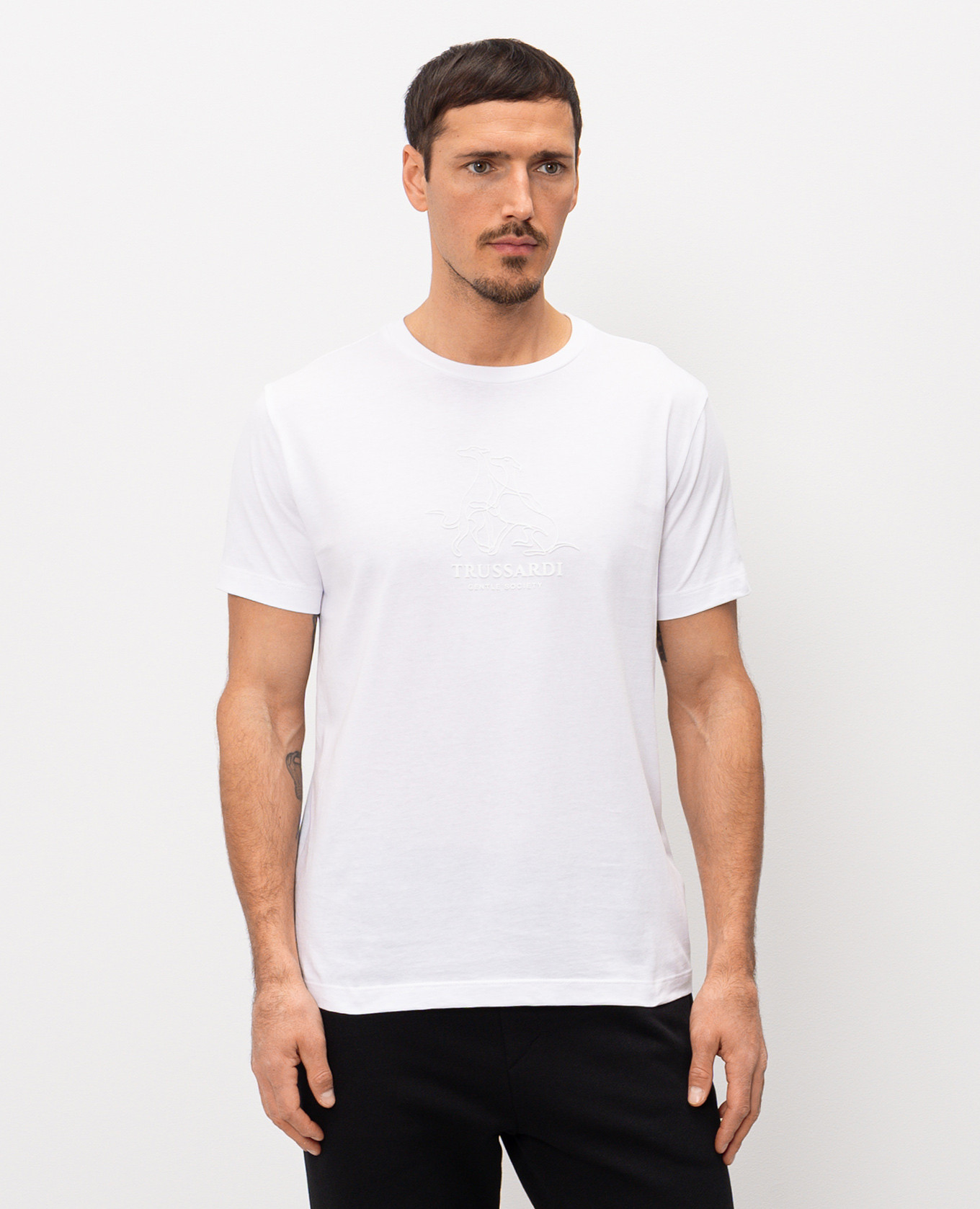 

White T-shirt with logo print Trussardi