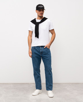 Balmain White T-shirt with logo print FH1EF000GD84