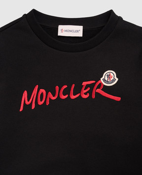 Moncler ENFANT Children's black sweatshirt with logo embroidery L29548G00022899PS