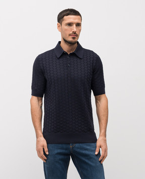 Dolce&Gabbana Blue patterned silk polo shirt GXZ02ZJBSOF