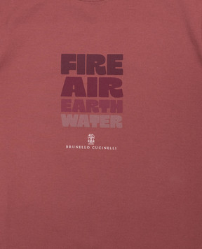 Brunello Cucinelli Children's burgundy T-shirt with branded print B0B13T179A