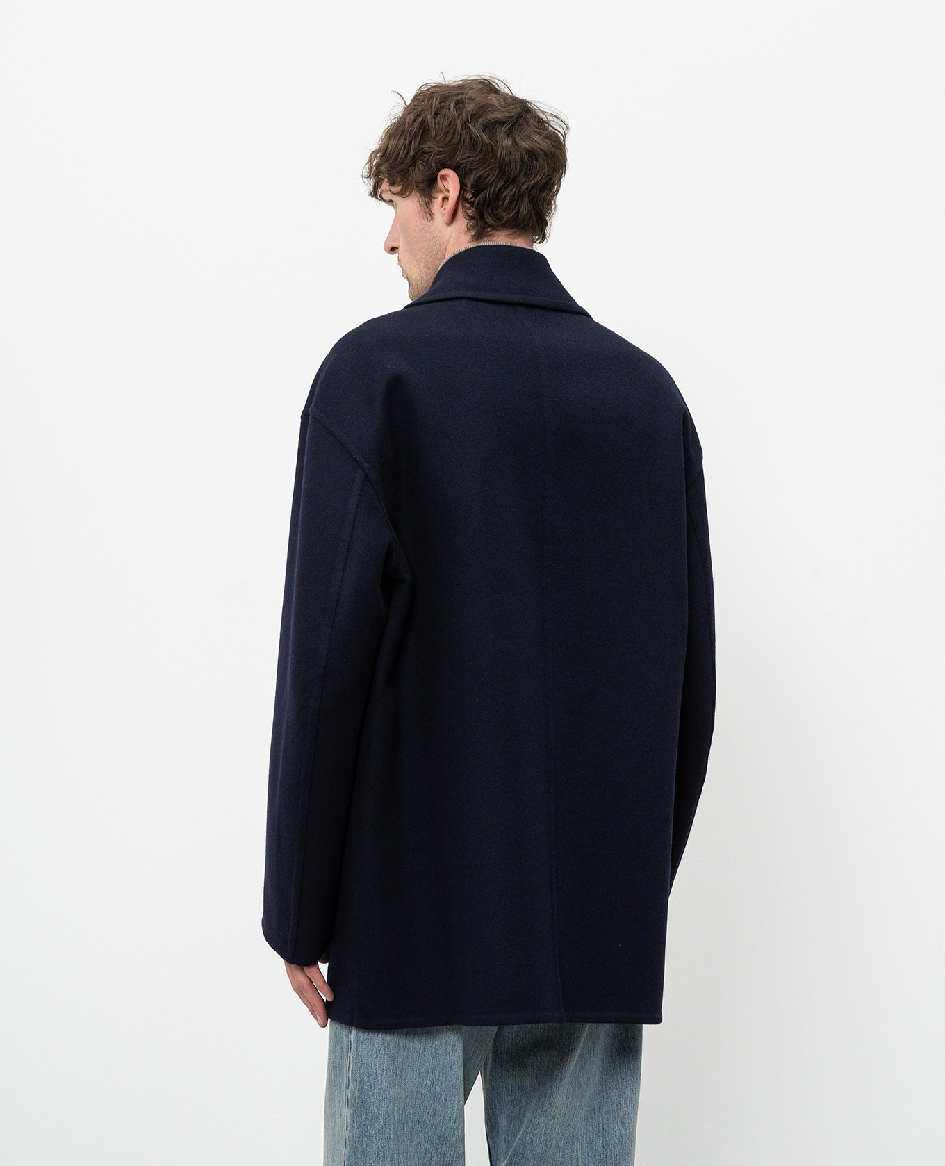 Blue double-breasted cashmere coat Bottega Veneta 4