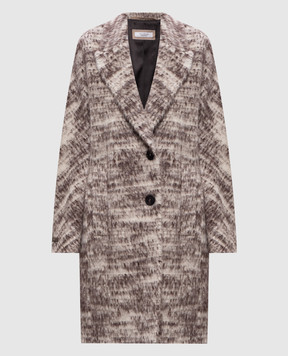 Peserico Brown alpaca coat with patch S2005202138