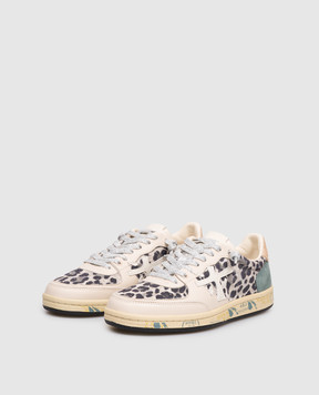 Premiata Beige suede sneakers Bskt Clayd with leopard print BSKTCLAD8169