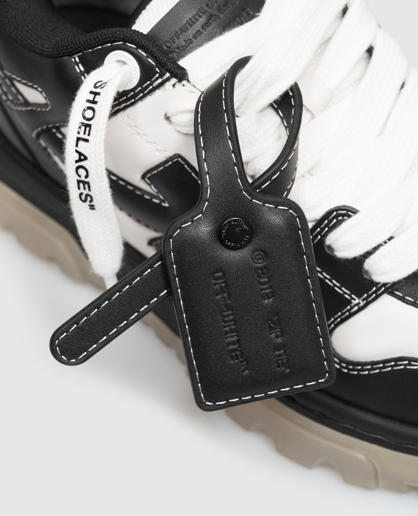 Out Of Office Chunky Varsity Black Leather Sneakers Off-White 5