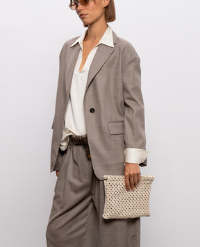 Brunello Cucinelli Beige openwork bag Pouch Precious MBRTD2808P