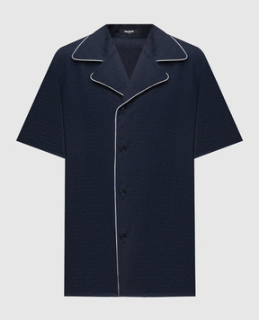 Balmain Blue shirt with branded pattern GH1HN138CG50
