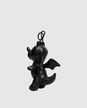 Juun.j Black dragon keychain with embroidered logo JC618ZP025