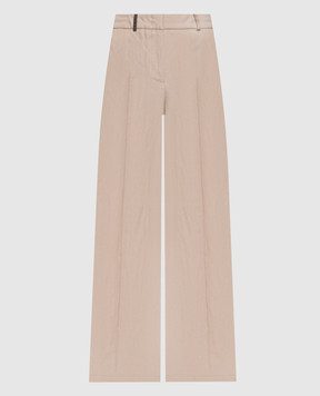 Peserico Beige linen pants with patch A0404002606