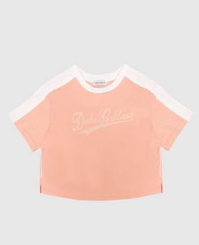 Dolce&Gabbana Children's pink T-shirt with logo L5JTQGG7PWI26