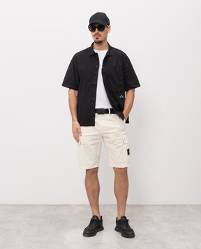 Stone Island Black straight-cut shirt with contrast logo embroidery L1S151100006S0168