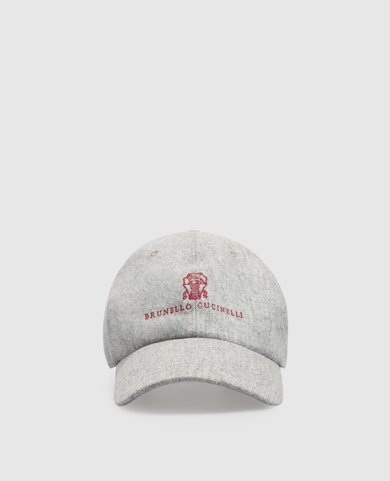 Grey wool cap with logo embroidery