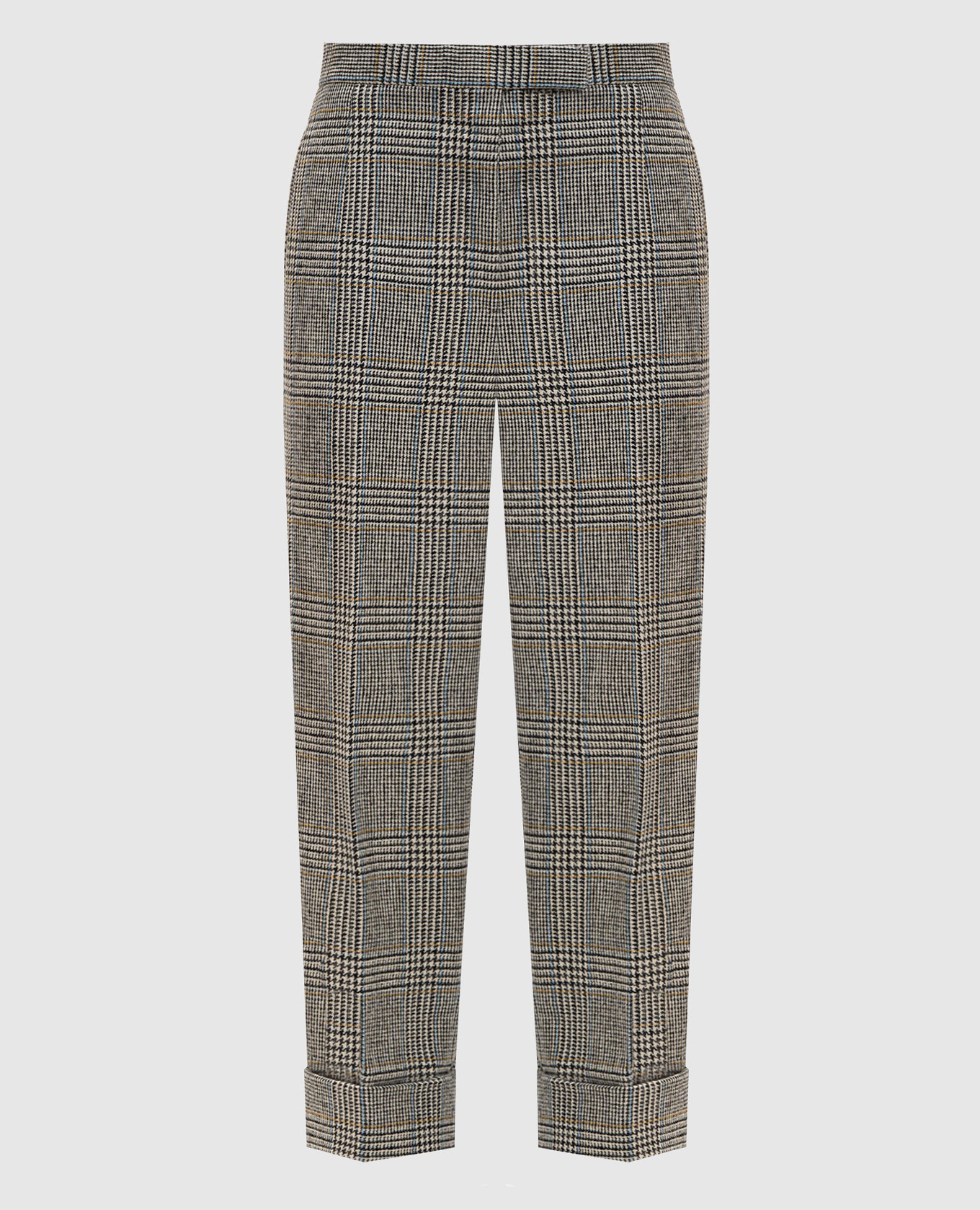 Grijze wollen geruite broek