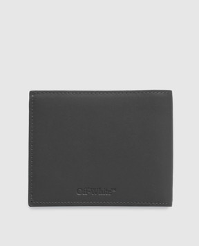 Off-White Gray leather wallet with "For Money" print OWMNC22F26LT01