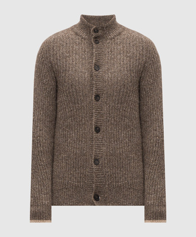 Brown cardigan with wool