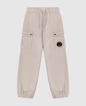 C.P. Company Kids' grey cargo joggers with logo patch CMP00ZLCA691014