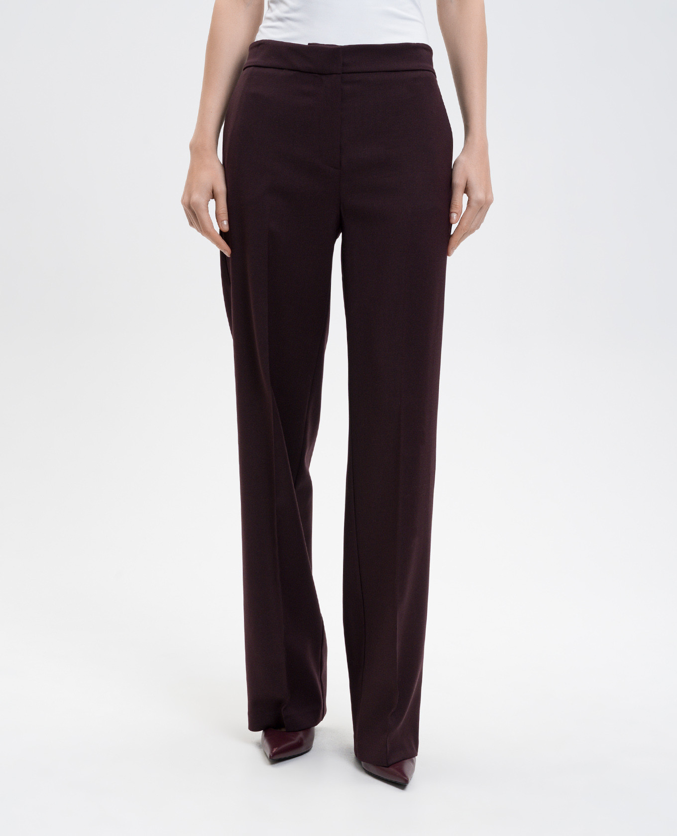 

Burgundy wool pants with logo Twinset