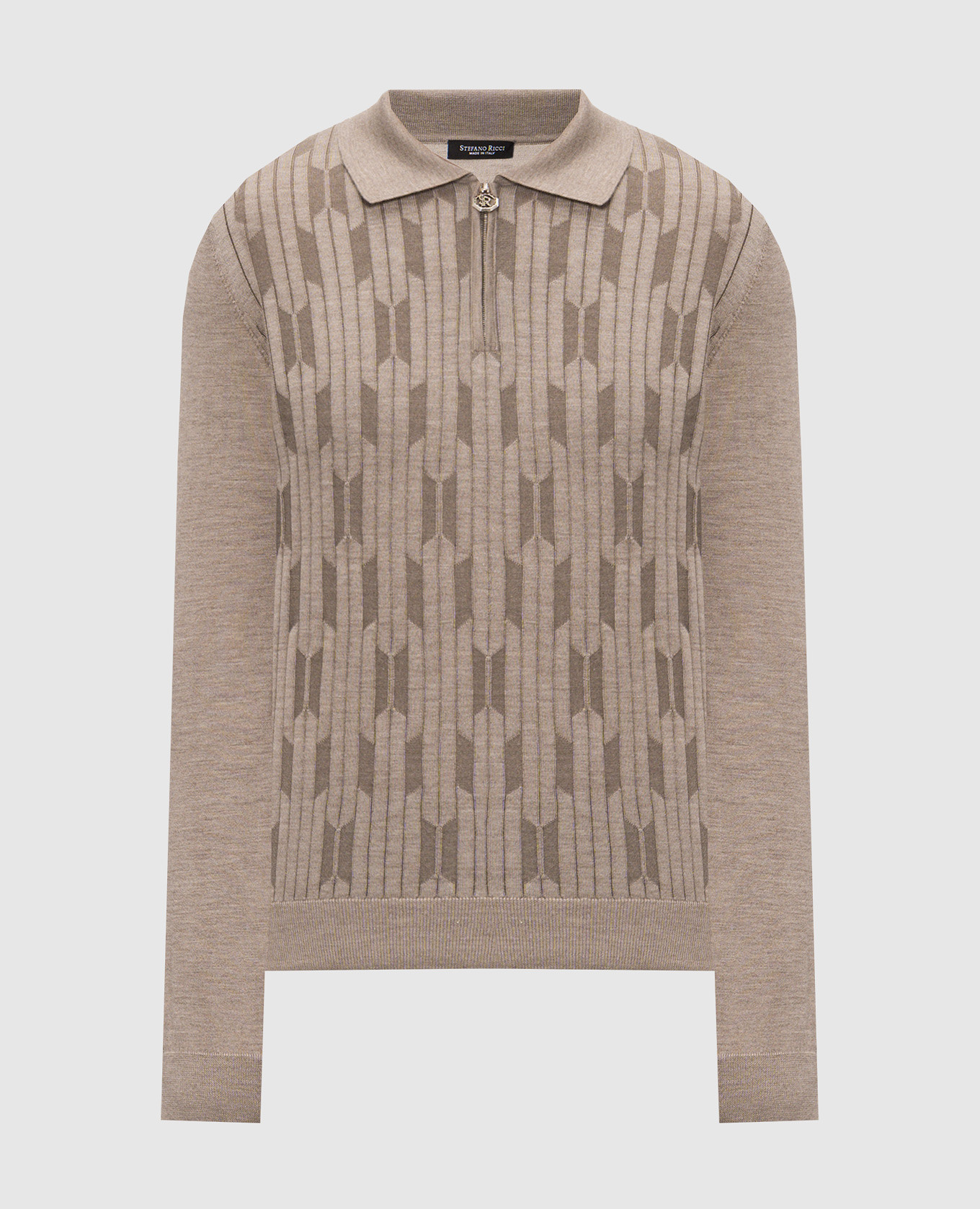 Beige cashmere and silk polo shirt