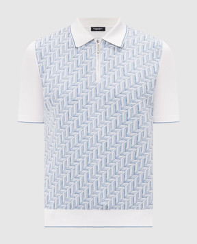 Stefano Ricci Ivory polo with patterned silk K818108P31F26174