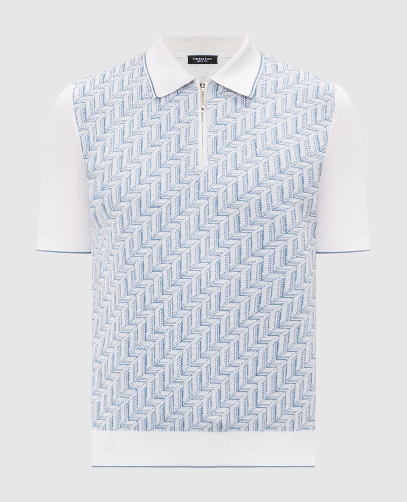 Ivory polo with patterned silk