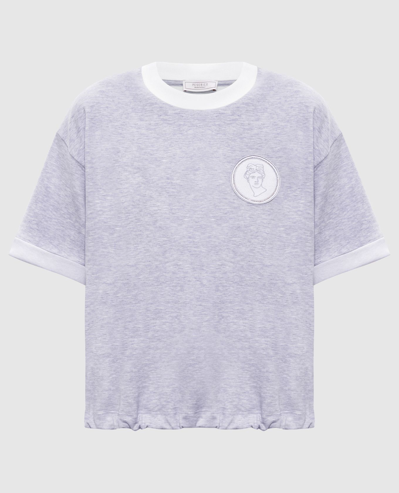 Grey melange T-shirt with logo patch