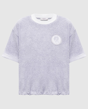 Peserico Grey melange T-shirt with logo patch S06475J005667